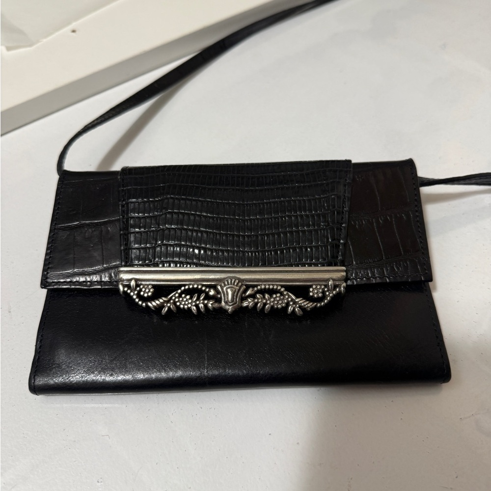 Leather crossbody bag, Brighton Menagerie Collection with decorative clasp